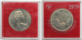 Weltmünzen und Medaillen, Isle of Man. 1000. Jahrestag - Tynwald. Carrack. 1 Crown 1979. Kupfer-Nickel. KM 48. Stempelglanz. Original Box