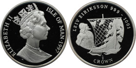 Weltmünzen und Medaillen, Isle of Man. Leiv Eiriksson. 1/2 Crown 1997. 15,55 g. 0.999 Silber. 0.5 OZ. KM 764a. Polierte Platte