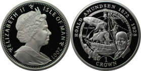 Weltmünzen und Medaillen, Isle of Man. Roald Amundsen. 1 Crown 2001. 28,28 g. 0.925 Silber. 0.84 OZ. KM 1081a. Polierte Platte