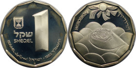 Weltmünzen und Medaillen, Israel. Historische Stätten - Palast des Herodes.1 Sheqel 1983. 14,40 g. 0.850 Silber. 0.39 OZ. KM 128. Polierte Platte