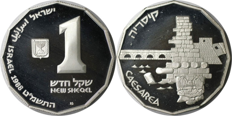 Weltmünzen und Medaillen, Israel. Historische Stätten - Caesarea - antike Hafens...