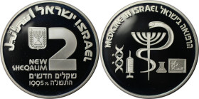 Weltmünzen und Medaillen, Israel. Medizin in Israel. 2 New Sheqalim 1995. 28,80 g. 0.925 Silber. 0.86 OZ. KM 264. Polierte Platte