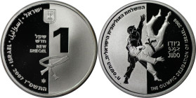 Weltmünzen und Medaillen, Israel. Judo in Israel - RS: der Gürtel. 1 New Sheqel 2007, Silber. 0.43 OZ. KM 426. Proof Like. Auflage nur 1160 Stück