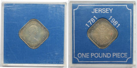 Weltmünzen und Medaillen, Jersey. 200. Jahrestag - Schlacht von Jersey. 1 Pound 1981. Kupfer-Nickel. KM 51. Stempelglanz. Original Box