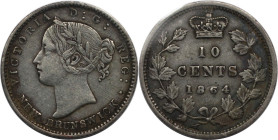 Weltmünzen und Medaillen, Kanada / Canada. New Brunswick. Victoria. 10 Cents 1864. Silber. KM 8. VF-30. Zertikat