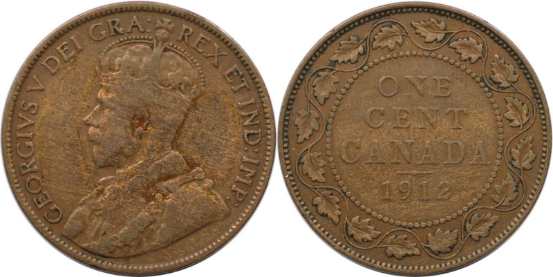 Weltmünzen und Medaillen, Kanada / Canada. George V. 1 Cent 1912, Bronze. KM 21....