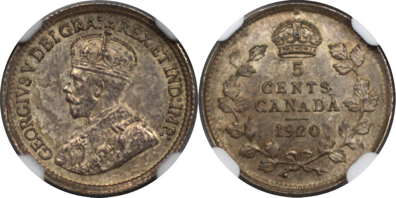 Weltmünzen und Medaillen, Kanada / Canada. 5 Cents 1920, Ottawa. Silber. KM#?22a...