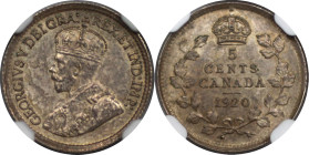 Weltmünzen und Medaillen, Kanada / Canada. 5 Cents 1920, Ottawa. Silber. KM#?22a. NGC MS 63
