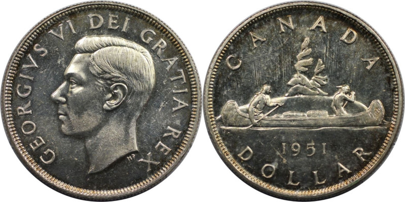 Weltmünzen und Medaillen, Kanada / Canada. Kanu. 1 Dollar 1951. Silber. KM 46. P...