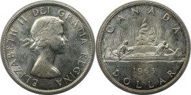 Weltmünzen und Medaillen, Kanada / Canada. Kanu. 1 Dollar 1963. 23,3 g. 0.800 Silber. 0.6 OZ. KM 54. Fast Stempelglanz