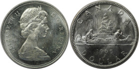 Weltmünzen und Medaillen, Kanada / Canada. Kanu. 1 Dollar 1965. 23,33 g. 0.800 Silber. 0.6 OZ. KM 64.1. Stempelglanz
