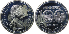 Weltmünzen und Medaillen, Kanada / Canada. 100 Jahre Winnipeg. 1 Dollar 1974. 23,33 g. 0.500 Silber. 0.38 OZ. KM 88a. Stempelglanz
