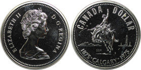 Weltmünzen und Medaillen, Kanada / Canada. 100 Jahre Calgary. 1 Dollar 1975. 23,33 g. 0.500 Silber. 0.38 OZ. KM 97. Stempelglanz