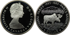 Weltmünzen und Medaillen, Kanada / Canada. 100 Jahre Nationalparks. 1 Dollar 1985. 23,33 g. 0.500 Silber. 0.38 OZ. KM 143. Polierte Platte
