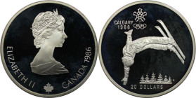 Weltmünzen und Medaillen, Kanada / Canada. XV. Olympische Winterspiele, Calgary 1988 - Trick-Ski. 20 Dollars 1986. 33,63 g. 0.925 Silber. 1 OZ. KM 151...