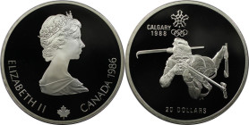 Weltmünzen und Medaillen, Kanada / Canada. XV. Olympische Winterspiele, Calgary 1988 - Biathlon. 20 Dollars 1986. 33,63 g. 0.925 Silber. 1 OZ. KM 147....