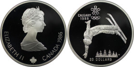 Weltmünzen und Medaillen, Kanada / Canada. XV. Olympische Winterspiele, Calgary 1988 - Trick-Ski. 20 Dollars 1986. 33,63 g. 0.925 Silber. 1 OZ. KM 151...