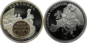 Medaillen und Jetons, Gedenkmedaillen. Portugal. Denkmal der Entdeckungen. Medaille Europäische Währung mit Inlay. Polierte Platte