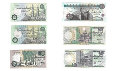 Banknoten, Ägypten / Egypt, Lots und Sammlungen. 3 x 50 Piastres 1983-2004. 100 Pounds 2002. 20 Pounds 1995. 20 Pounds 2001. Lot von 6 Banknoten. I