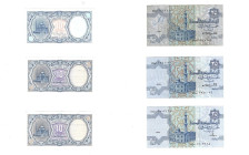 Banknoten, Ägypten / Egypt, Lots und Sammlungen. 3 x 10 Piastres 1998-2002. 3 x 25 Piastres 1985-2007. Lot von 6 Banknoten. I, II