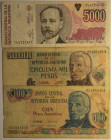 Banknoten, Argentinien / Argentina, Lots und Sammlungen. 100 Pesos 1983 (P.315), 50 000 Pesos 1979 (P.307-U1), 5000 Australes 1989 (P.330e). Lot von 3...