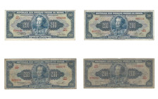 Banknoten, Brasilien / Brazil, Lots und Sammlungen. 4 x 200 Cruzeiros ND (1955-58) Serie 337A, 546A, 600A, 653A. Pick 154a, 154b, 154c. Lot von 4 Bank...