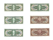 Banknoten, Brasilien / Brazil, Lots und Sammlungen. 4 x 10 Cruzeiros ND (1956-60) Serie 1407A, 1570A, 1870A, 2301A. Pick 159c, 159d, 159e, 159f. 2 x 2...