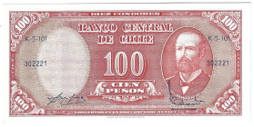 Banknoten, Chile. 100 Pesos 1960-1961. Pick 127a-1. I