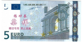 Banknoten, China. Trainings Geld voor Chinese Banken Eurobiljetten. 5 Euro. Unc
