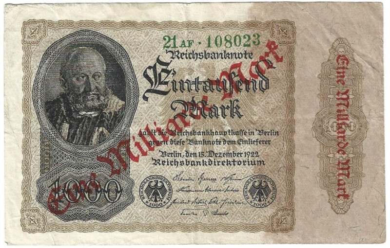 Banknoten, Deutschland / Germany. Deutsches Reich, Weimarer Republik. Reichsbank...