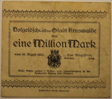 Banknoten, Deutschland / Germany. Notgeld Stadt Arnswalde (Brandenburg). 1 Million Mark 1923. Keller 141b. III