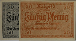 Banknoten, Deutschland / Germany, Lots und Sammlungen. Notgeld Trittau (SH), Gemeinde 2 x 50 Pfennig ND (1922). G/M 1347.1. Lot von 2 Banknoten. I-II