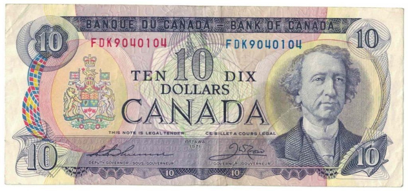 Banknoten, Kanada / Canada. 10 Dollars 1971. Pick 88e. II-