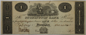 Banknoten, USA / Vereinigte Staaten von Amerika, Obsolete Banknotes. Stonington, CT- Stonington Bank. Oct. 20,1831. 1 Dollar 1831. II