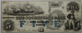 Banknoten, USA / Vereinigte Staaten von Amerika, Obsolete Banknotes. Boston, MA- Cochituate Bank. Jan. 1,1853. G8e. 5 Dollars 1853. II