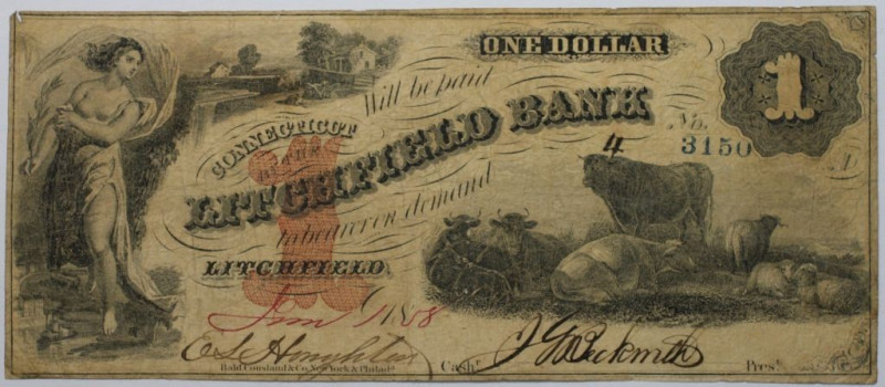 Banknoten, USA / Vereinigte Staaten von Amerika, Obsolete Banknotes. Litchfield,...