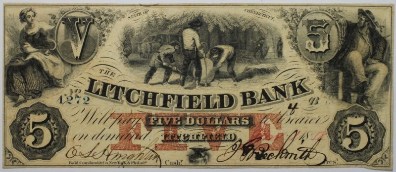 Banknoten, USA / Vereinigte Staaten von Amerika, Obsolete Banknotes. Litchfield,...