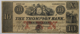 Banknoten, USA / Vereinigte Staaten von Amerika, Obsolete Banknotes. Thompson, Connecticut. Thompson Bank. April 10, 1862. 10 Dollars 1862. II