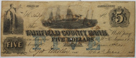 Banknoten, USA / Vereinigte Staaten von Amerika, Obsolete Banknotes. Norwalk, Connecticut. Fairfield Bank. 5 Dollars 1862. II