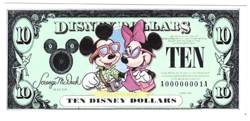 Banknoten, Fantasy Spielgeld / Fantasy play money. Serie: Helden aus Disneyland....