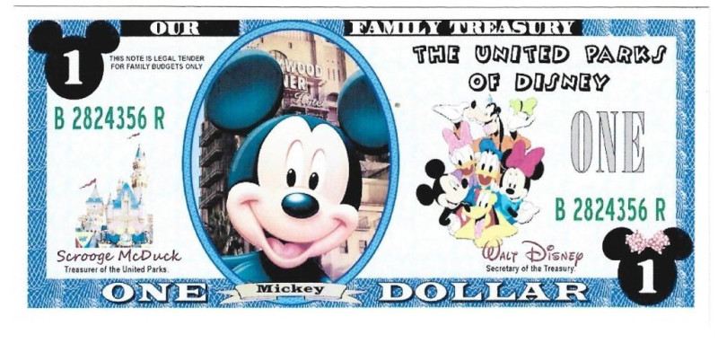 Banknoten, Fantasy Spielgeld / Fantasy play money. Serie: Helden aus Disneyland....