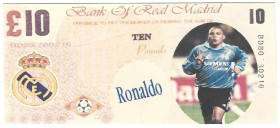 Banknoten, Fantasy Spielgeld / Fantasy play money. Serie Fußballhelden - Ronaldo. 10 Pounds. Unc