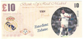 Banknoten, Fantasy Spielgeld / Fantasy play money. Serie Fußballhelden - Zinedine Zidane. 10 Pounds. Unc