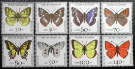 Briefmarken / Postmarken, Deutschland / Germany. BRD. Deutsche Bundespost. Für die Jugend 1991, Schmetterlinge. Set 8 Stück. L1512-1519. **
