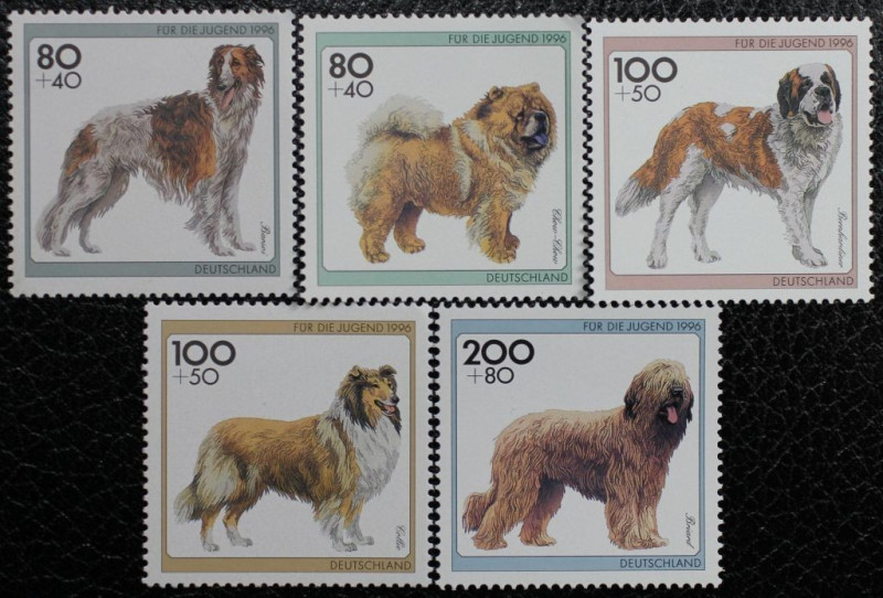 Briefmarken / Postmarken, Deutschland / Germany. BRD. Für die Jugend 1996, Hunde...