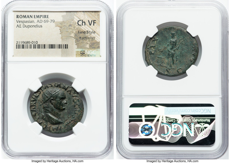 Vespasian (AD 69-79). AE dupondius (28mm, 6h). NGC Choice VF, Fine Style, light ...