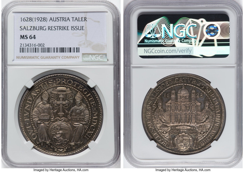 Salzburg. Paris von Lodron Restrike Taler 1628-Dated (1928) MS64 NGC, KM110. 300...