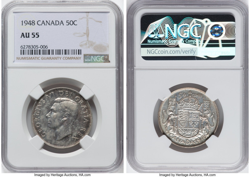 Pair of Certified Assorted silver Issues NGC, 1) 50 Cents 1948 - AU55, 2) "Shoul...