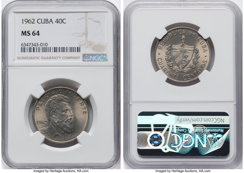 Republic 4-Piece Lot of Certified 40 Centavos NGC, 1) 40 Centavos 1962 - MS64 2)...