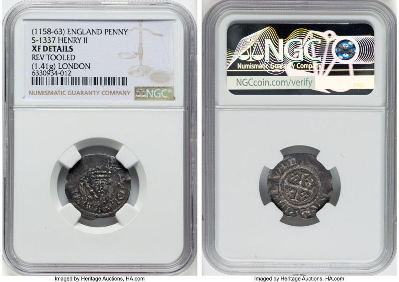 Henry II (1154-1189) Penny ND (1158-1163) XF Details (Reverse Tooled) NGC, Londo...